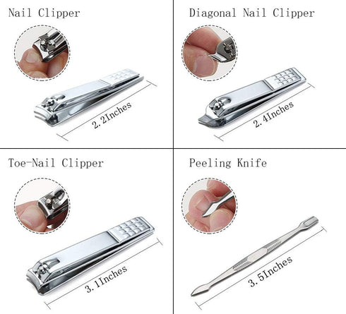 Manicure Set Professional Nail Clippers Kit, 12Pcs Stainless Steel Grooming Tools for Travel or Home, Rose Gold