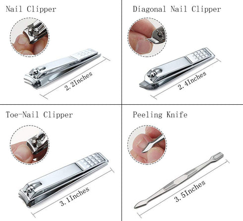 Manicure Set Professional Nail Clippers Kit, 12Pcs Stainless Steel Women Grooming Tools for Travel or Home - Gold