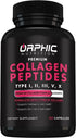 ORPHIC NUTRITION Collagen Peptides Capsules for Women, 1800mg Multi Collagen Pills, 90 Caps