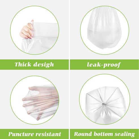 13 Gallon Strong Trash Bags, 80 Counts, Clear Garbage Bags by Teivio for Home, Office, Kitchen