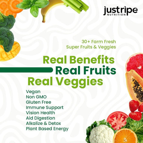 Fruits and Veggies Supplement - 90 Fruit and 90 Vegetable Capsules, 100% Whole Natural Superfood, Supports Energy