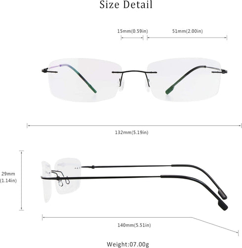 LifeArt Blue Light Blocking Reading Glasses, Men’s and Women’s Rimless Frame, +1.50 Magnification