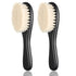 Shappy 2 Pieces Barber Fade Brush and Neck Duster Cleaning Grooming Tool with Wooden Handle (Black)