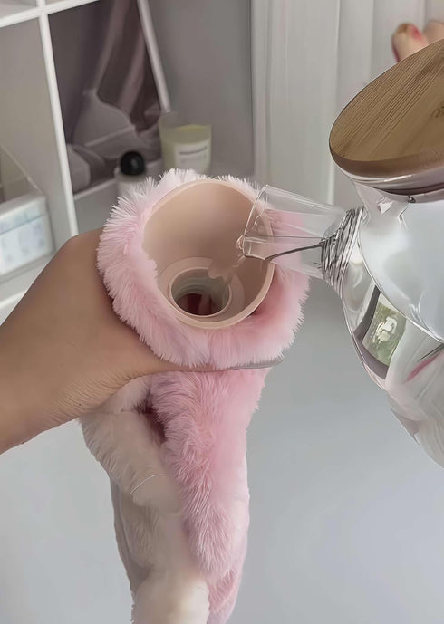 Winatehr Rubber hot Water Bottle Cute Pink Bunny Plush with Cover, Warm Compress Menstrual crampbest Period Pain
