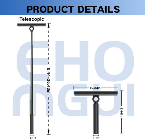 Squeegee for Window Cleaning, Shower Squeegee with Extension Pole, Telescopic Squeegee, Extendable Window Cleaner Tool for Car Windows, Tile Walls, Sliding Door, Shower Glass Door by EHOMGUI