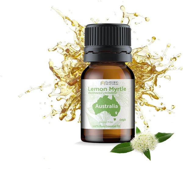 Lemon Myrtle Essential Oil 5 ml - Pure, Undiluted Therapeutic Grade Essential Oil for Fresh Citrus Aroma.