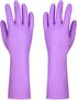 Elgood Reusable Kitchen Gloves - 2 Pairs, Purple & Blue, Medium, Latex-Free with Cotton Lining for Dishwashing