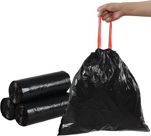 6 Gallon Black Drawstring Trash Bags, 110 Counts, Medium Garbage Bags, 3 Rolls