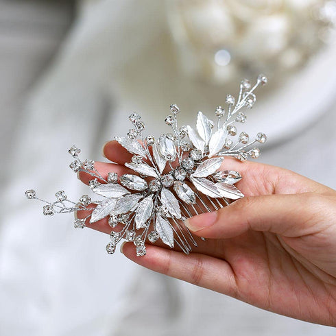 Latious Silver Bride Wedding Hair Comb, Crystal Bridal Side Comb, Rhinestone Hair Accessories