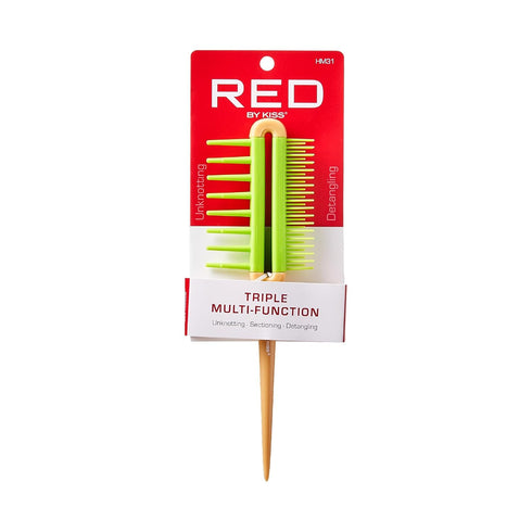 Red by Kiss Detangling Brush for Adults & Kids, Long & Wide Tooth Detangler Comb for All Hair Types