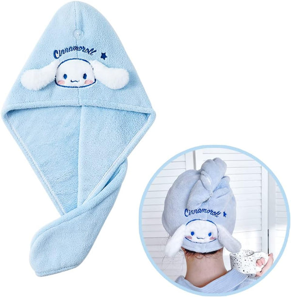 Kawaii Microfiber Hair Towel for Women, Super Absorbent Shower Cap for Long Hair, Quick Dry Wrap