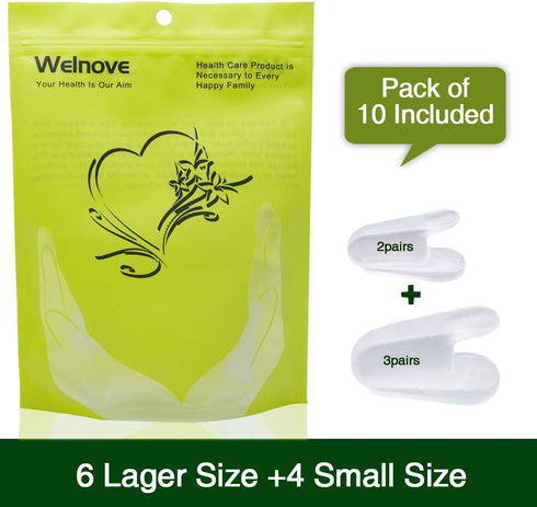 Welnove Toe Separators for Bunions, Gel Overlapping Toe Spacers, Bunion Corrector for Pain Relief, 10 Pack