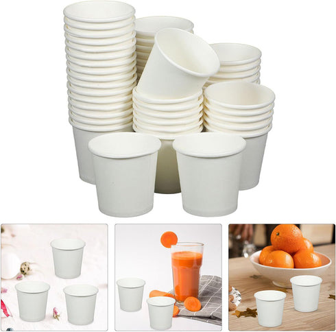 ZUNOXAZ 1.7Oz (50Ml) 100pcs Disposable White Paper Mouthwash Cups Small Bathroom Drinking Cups for Coffee Juice