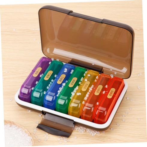 LOEFLIFA Weekly Pill Organizer Case Portable Wear-Resistant Medicine Holder Small Travel Container with Colorful Lid