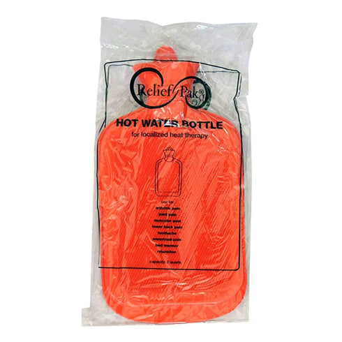 Classic Red Rubber Hot Water Bottle, 2 Quart Capacity - Pain Relief from Cramps, Headaches