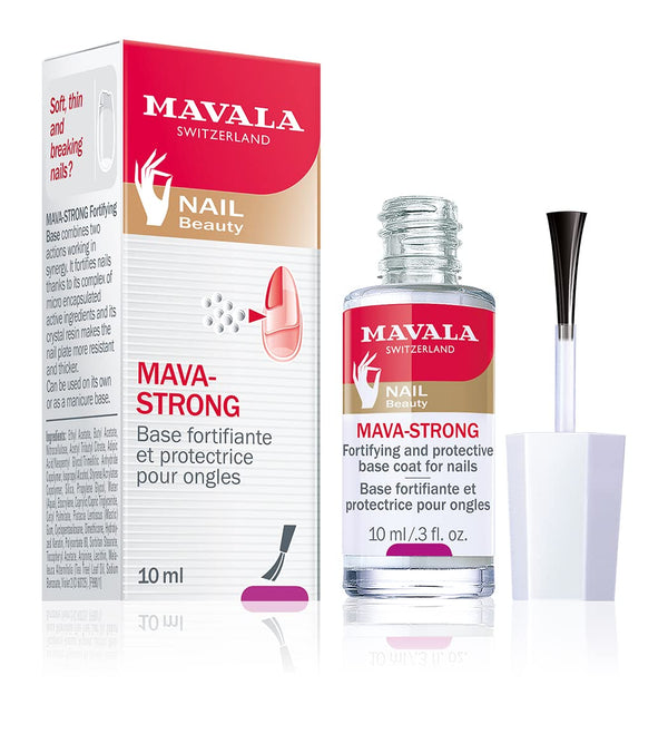 MAVALA Mava-Strong Fortifying Base Coat – Healthy Nails, Strengthens and Protects Damaged Nails, Colorless, Shiny 0.3