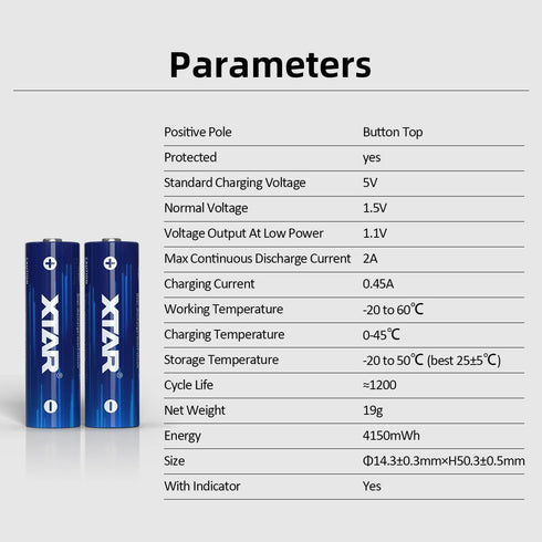 XTAR 1.5V 4150mWh (4pcs 1.5V 4150mWh) aa Batteries Battery AA
