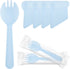 EUSOAR 100pcs Plastic Sporks, 4.5"x1.3" Heavy Duty Disposable Utensils Set, Individually Wrapped, Blue