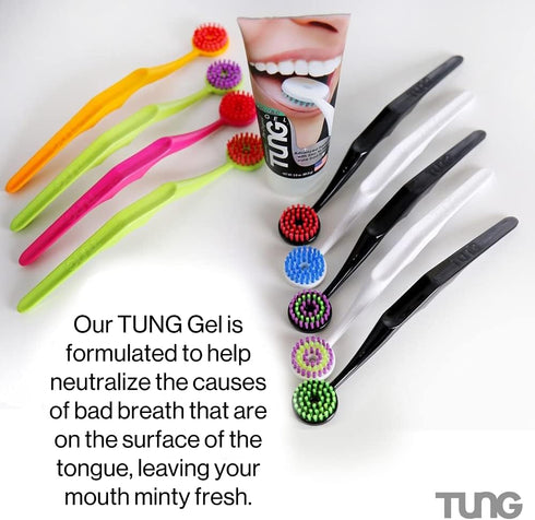 Tung Tongue Gel - Fresh Mint Cleaning Paste for Bad Breath, Halitosis, Mouth Odor Eliminator, 4 Pack
