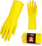 Vgo... 2-Pairs Reusable Household Gloves, Extra Thickness Rubber Dishwashing Gloves (Size L, Yellow)