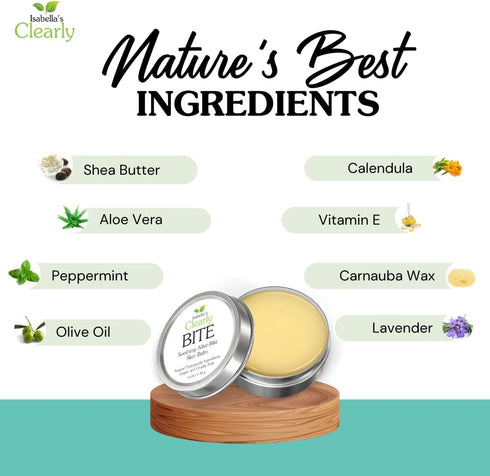 Isabella's Clearly BITE Soothing After Bite Balm, Fast Relief from Insect Bites, Natural Ointment with Aloe Vera