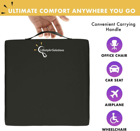 Lifestyle Wheelchair Cushion, Waterproof Orthopedic Gel Seat Pad for Back Support, Sciatica, Tailbone Pain Relief (18"
