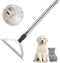 47“ Adjustable Long Handle Carpet Rake Pet Hair Remover, Reusable Metal Lint Remover Brush for Low Pile Rugs & Stairs
