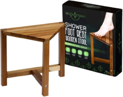 ecohistory naturally timeless Shower Foot Rest 12in, Acacia Wood Shower Stool for Shaving Legs, Waterproof