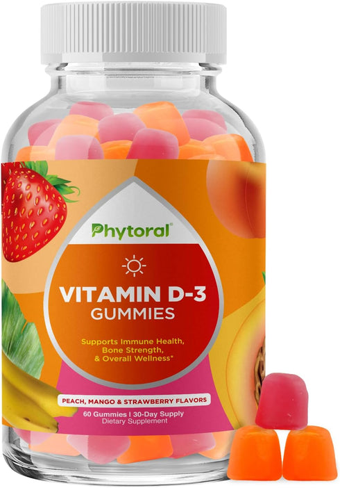 Chewable Vitamin D Gummies for Adults - Daily Vitamin D3 2000IU, Gluten and Gelatin Free, 1 Month Supply