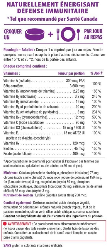 Jamieson 100% Complete Chewable Multivitamin for Adults, Citrus Twist, 60 Chewable Tablets