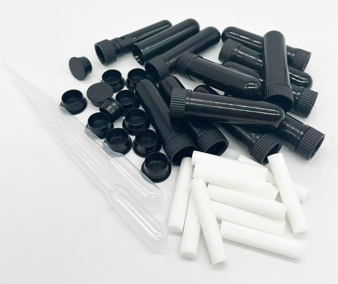 ZIOJOVK 12PCS 12 inhalers+12 Wicks+2 Essential Oil Aromatherapy Blank Nasal Inhaler Tubes (Includes unscented Plastic