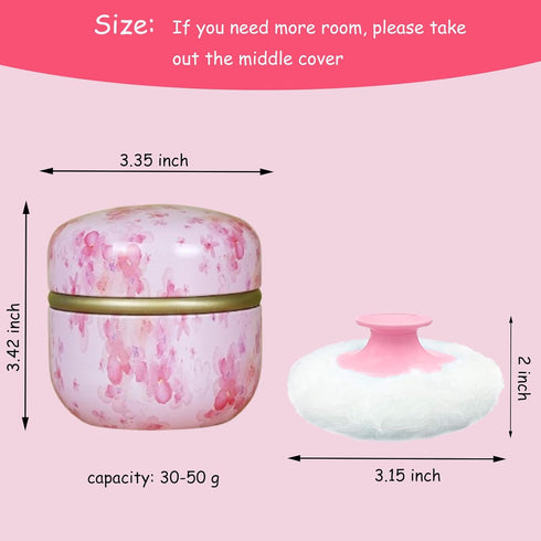 Body Powder Puff and Container for Dusting Powder, Women Powder Puff and Powder Case for Bath and Travel (Sakura)