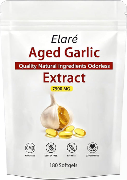 SAPURAIS Botanic Vault Aged Garlic Extract - 7500mg Odorless, Organic Garlic Extract Capsules