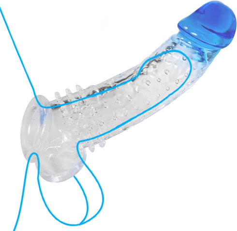 Men's Enlargement Exercise Penis Condom Transparent Bondage Penis Condom with Massage Particles