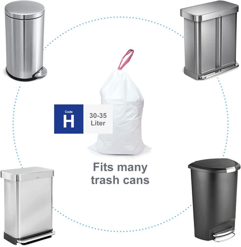 Extreme Consumer Products Trash Bags, Compatible with Simplehuman Code H, 2 Refill Rolls (100 Count)