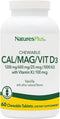 NaturesPlus Chewable Cal/Mag/VIT D3 with Vitamin K2 - 60 Vanilla Tablets - Bone Health Supplement, Gluten-Free