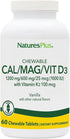 NaturesPlus Chewable Cal/Mag/VIT D3 with Vitamin K2 - 60 Vanilla Tablets - Bone Health Supplement, Gluten-Free