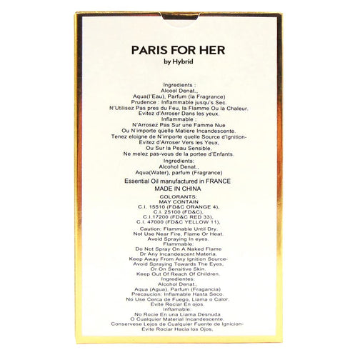 Hybrid & Company Paris for Her Eau De Parfum, Natural Spray Sweet Scent for Women, 3.4 Fl Oz