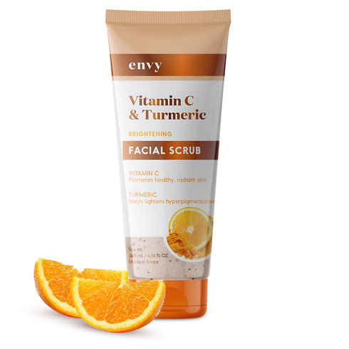 Envy Vitamin C and Turmeric Face Scrub - 200ML, Anti Aging Exfoliating Scrub for All Skin Types, Vegan & Cruelty Free