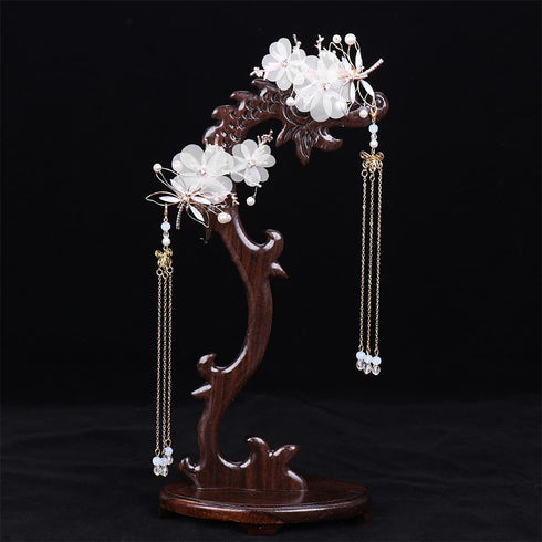 New Dragonfly Tassel Hair Clip, Classic Style Pearl Hair Clip for Traditional Clothes Festive Wedding Cosplay