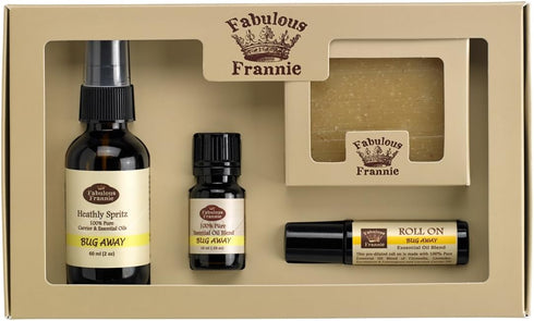 Fabulous Frannie Bug Away Wellness Kit - All Natural ingredients and 100% Pure Essential oils Blend contains Citronella, Lavender, Eucalyptus and Lemongrass Essential Oils.