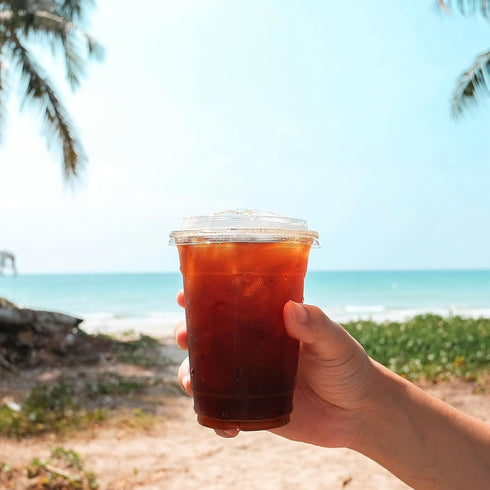 Qinsihwn 20 oz Lids,25 Sets Clear Plastic Cups with Strawless Sip Disposable Iced Coffee Cups with Lids,Disposable