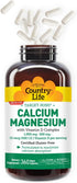 Country Life Target-Mins Calcium Magnesium with Vitamin D-Complex, 1000mg/500mg/10mcg, 360 Vegan Capsules