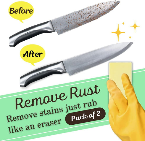 Rust Eraser for Knives Kitchen Stoves Wood Finish and Bicycles Multi Purpouse Cleaning Rubber Eraser Remover Dirt Stains (Fine) Made in Japan, Set of 2 by nascom