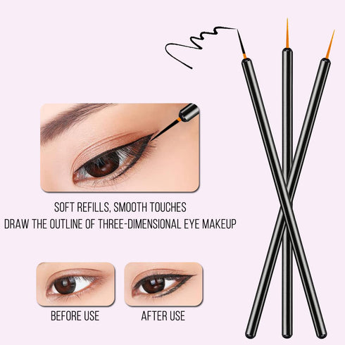 KINGMAS 100 Pack Eyeliner Brush, Disposable Ultra-fine Point Eyeliner Applicator, Makeup Tool