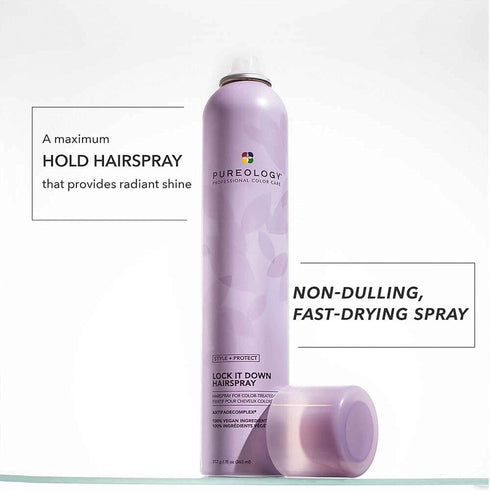 Pureology Style + Protect Lock It Down Hairspray for Color-Treated Hair, Maximum Hold