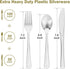 200 Count Heavy Duty Silver Plastic Silverware, 100 Forks, 50 Spoons, 50 Knives, BPA-Free, Heat Resistant, Disposable Silver Plastic Utensils Set, Silver Plastic Cutlery, Plasticware Bulk for Party by Dealusy