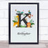 The Card Zoo Jungle Animals Initial K Baby Birth Details Nursery Christening Gift Print