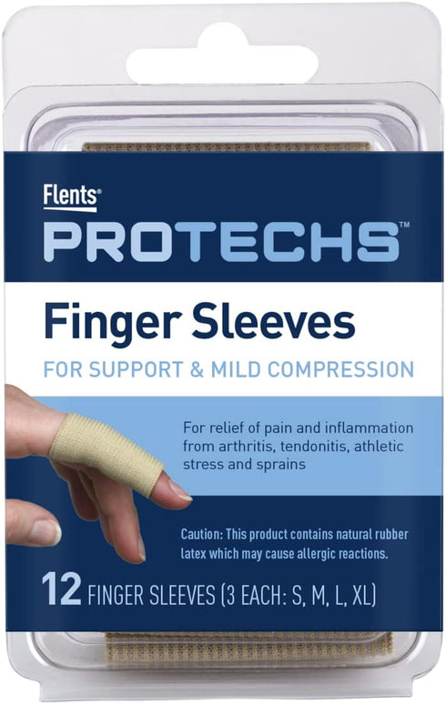 Flents Finger Sleeves for Pain Relief, 12 Count, Assorted Size, Arthritis Support