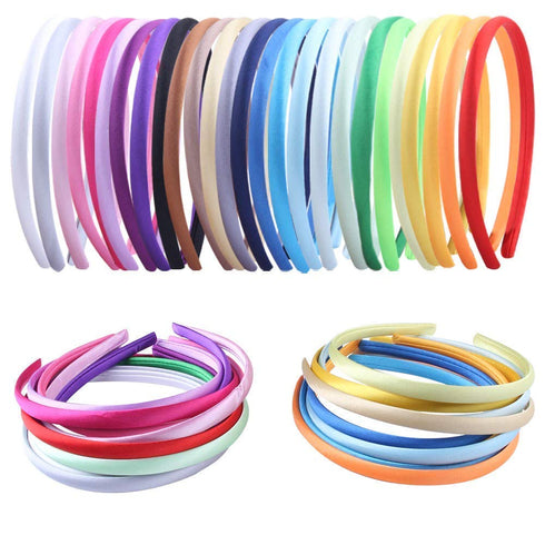 Pack of 26 DIY Satin Covered Fashion Headbands Set, 0.4 Inch/1 Cm Colorful Ribbon Hair Band Craft Headband Set